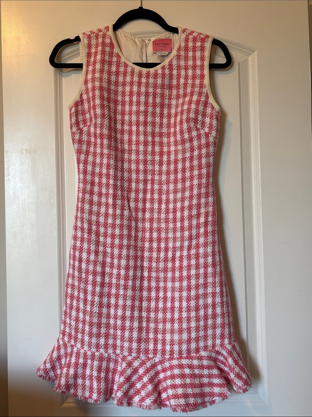 kate spade Pink Gingham Tweed Sleeveless Dress